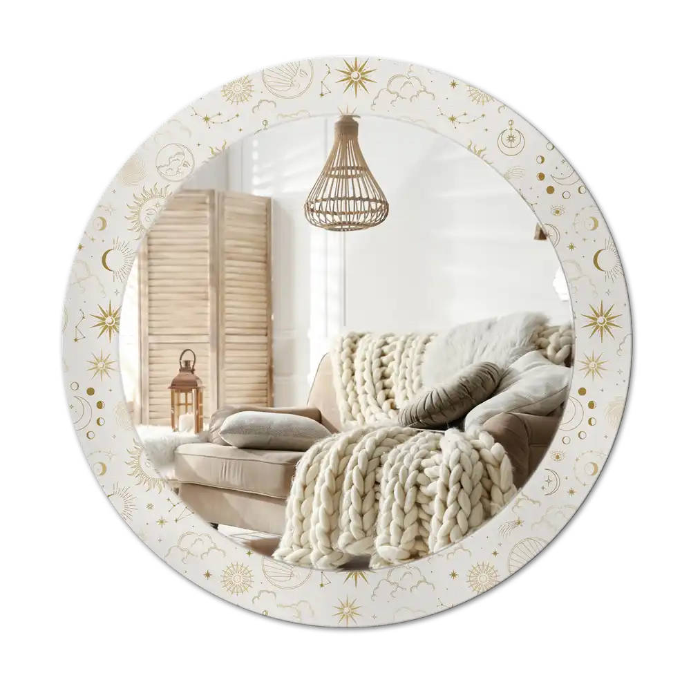 Round mirror frame with print Mystical pattern