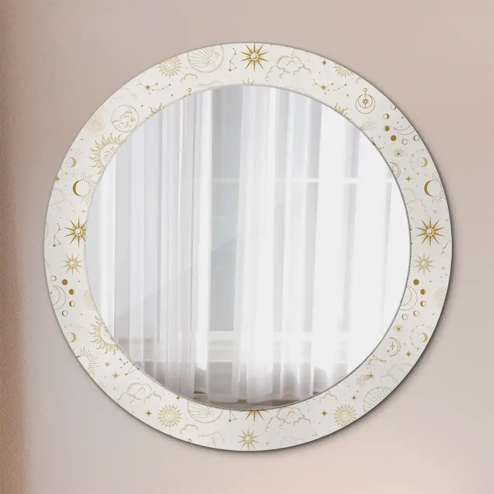 Round mirror frame with print Mystical pattern