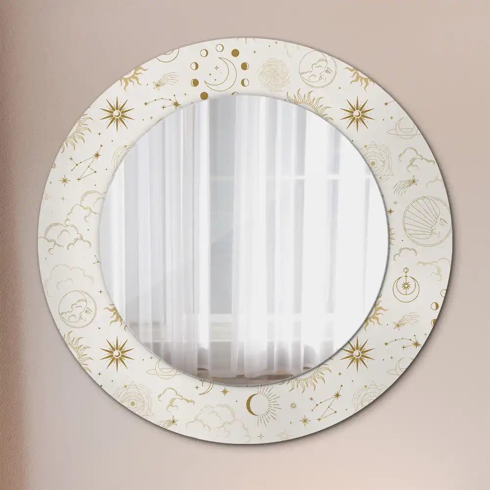 Round mirror frame with print Mystical pattern