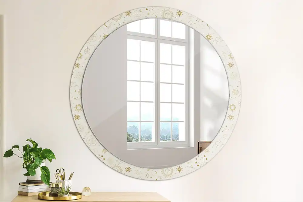 Round mirror frame with print Mystical pattern
