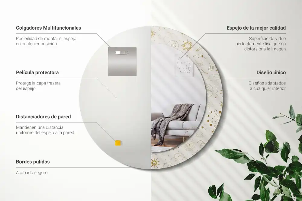 Round mirror frame with print Mystical pattern