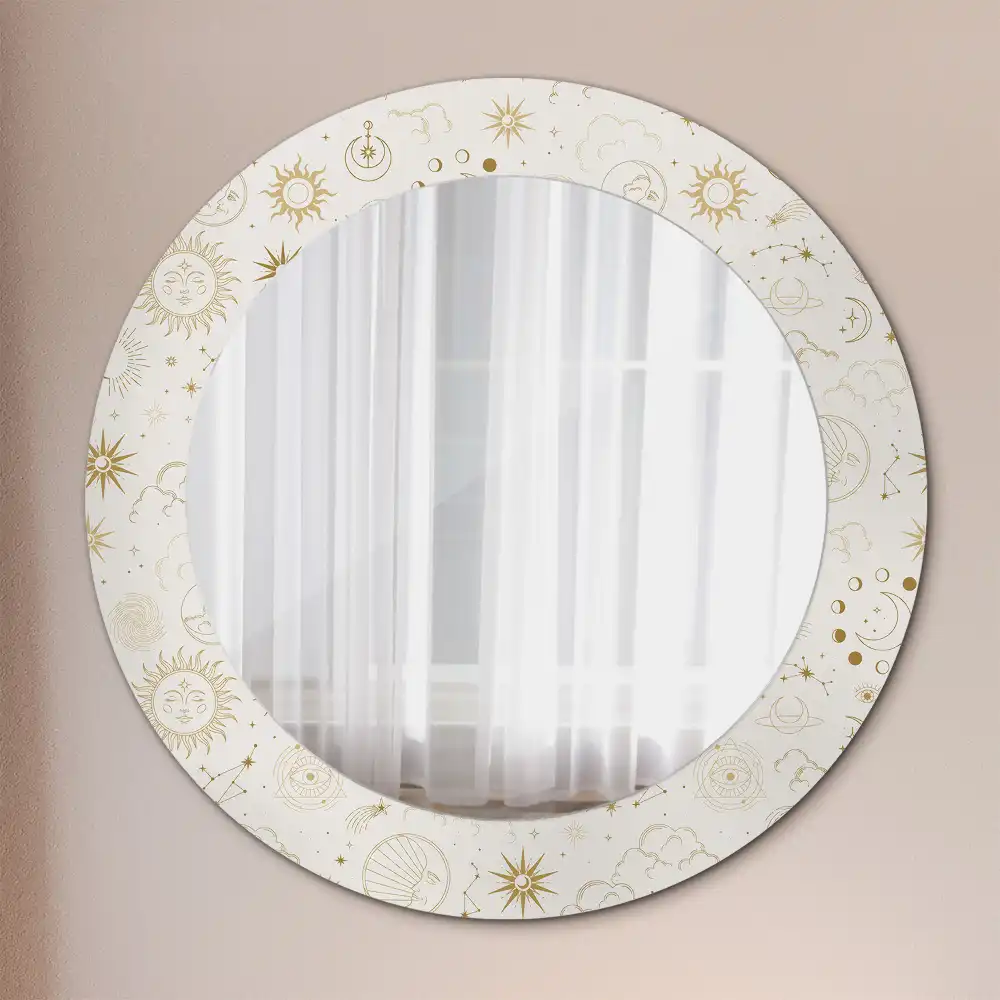 Round mirror frame with print Mystical pattern