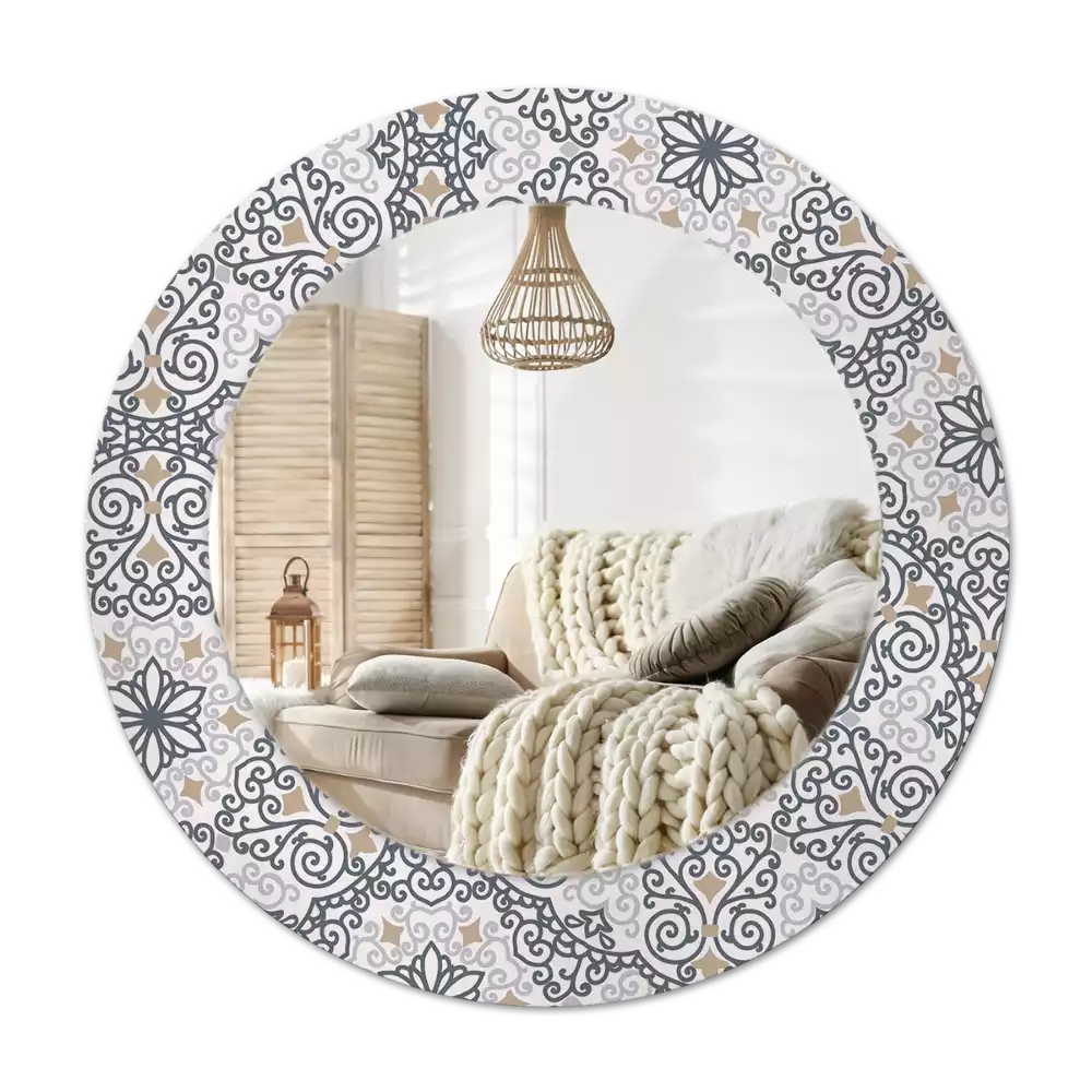 Round printed mirror Geometric ornaments