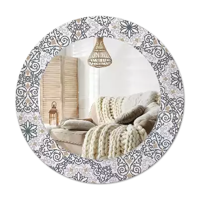 Round printed mirror Geometric ornaments