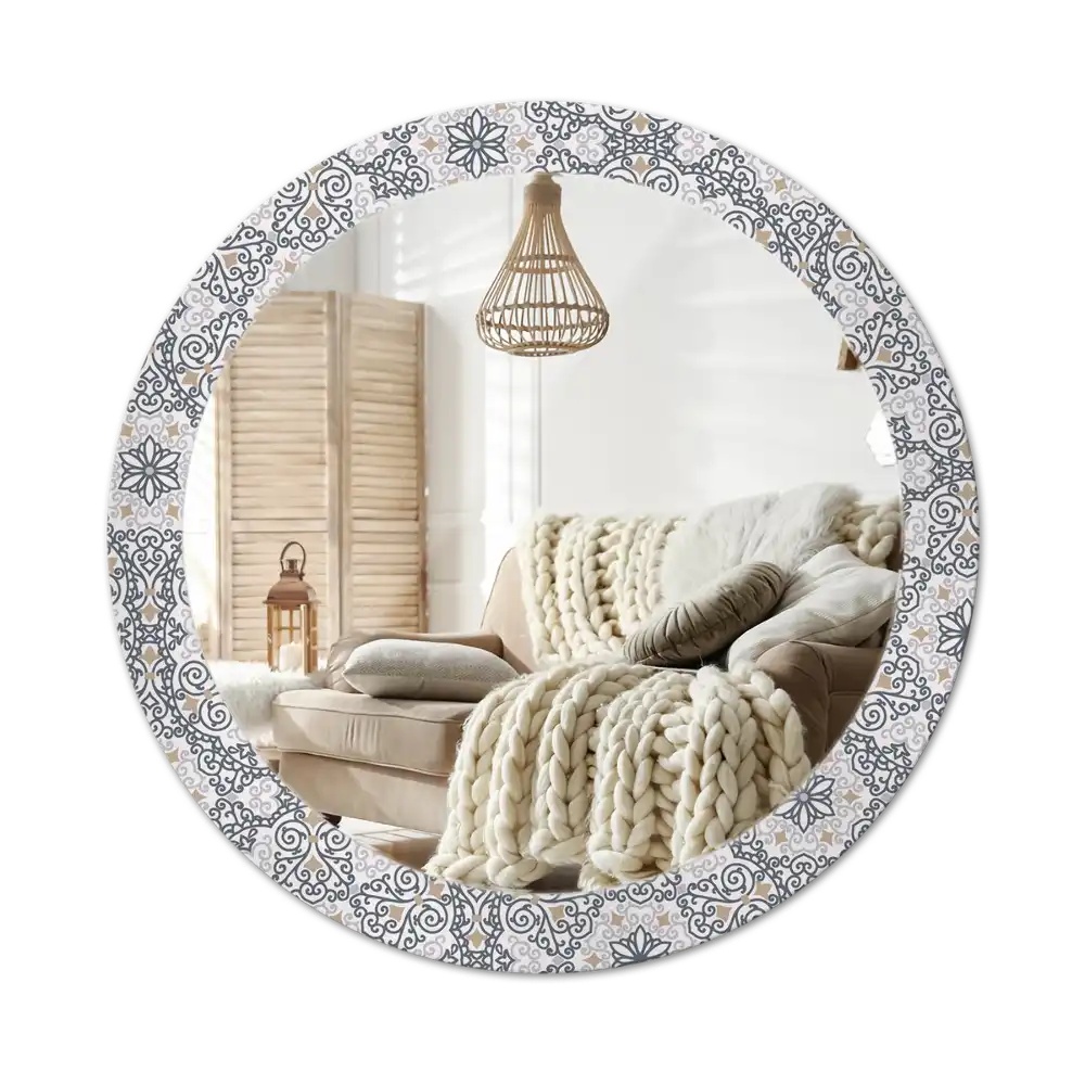 Round printed mirror Geometric ornaments