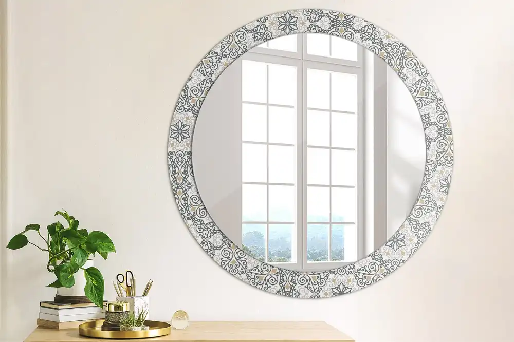 Round printed mirror Geometric ornaments