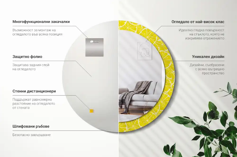 Round decorative mirror Lemons