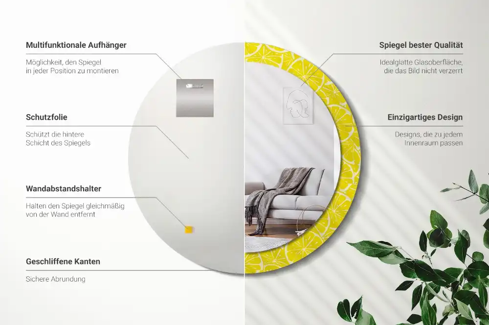 Round decorative mirror Lemons