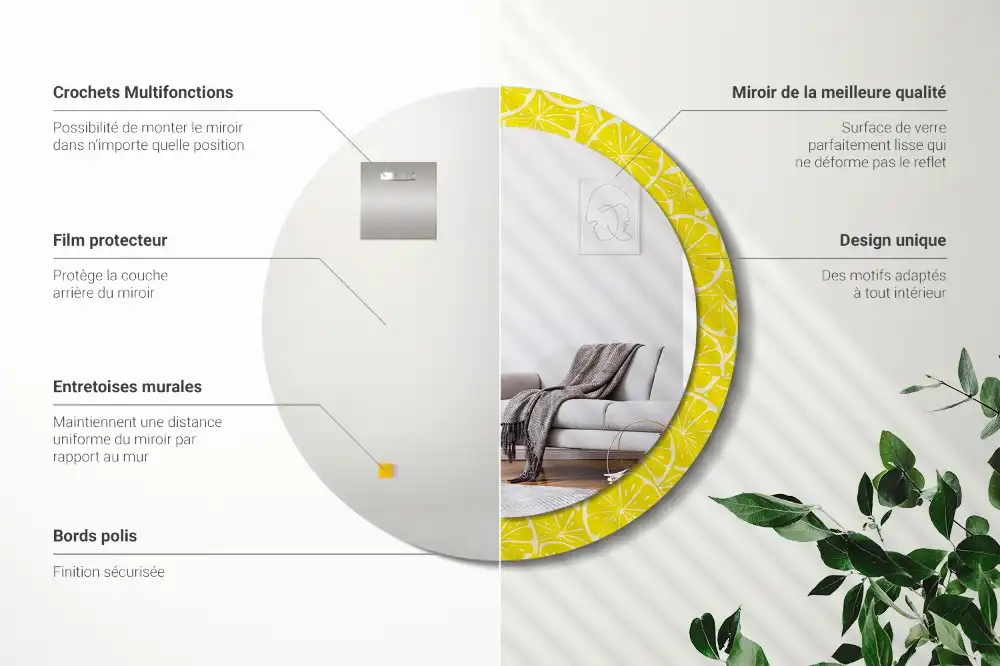 Round decorative mirror Lemons