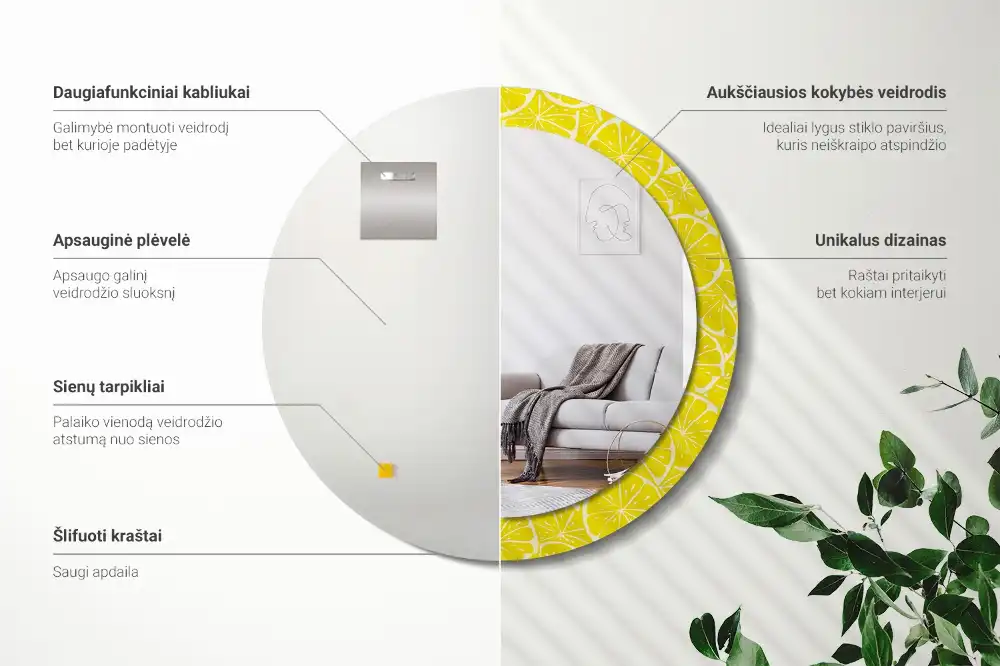 Round decorative mirror Lemons