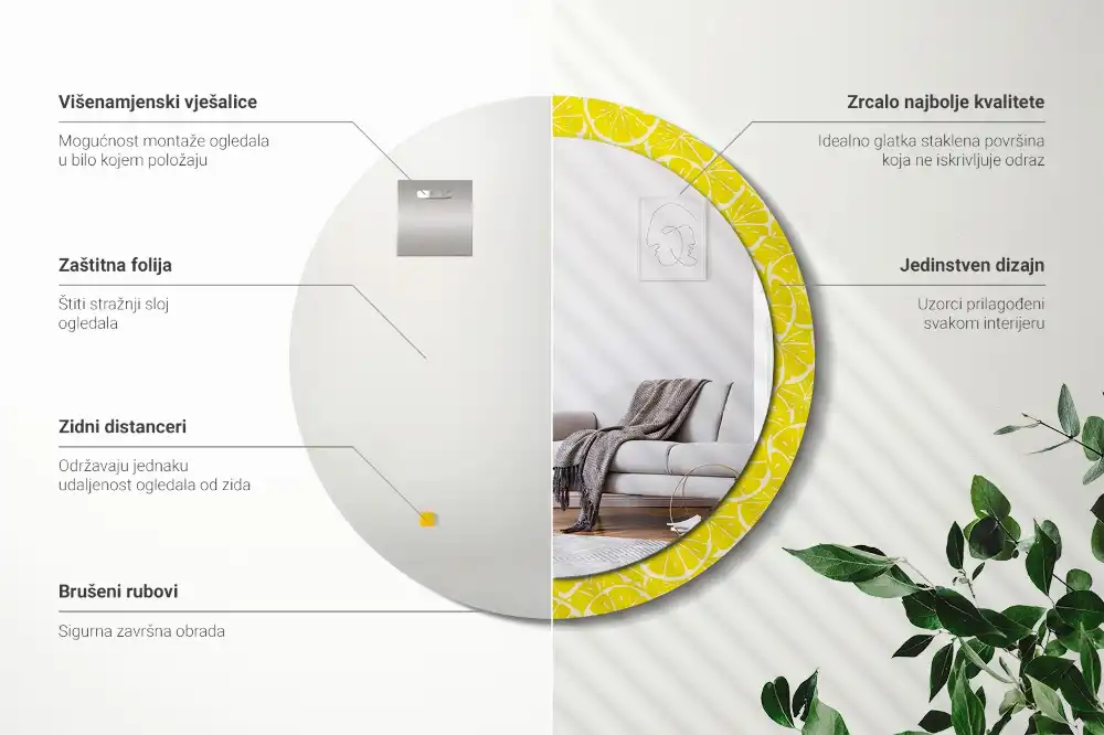 Round decorative mirror Lemons