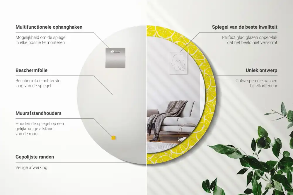 Round decorative mirror Lemons