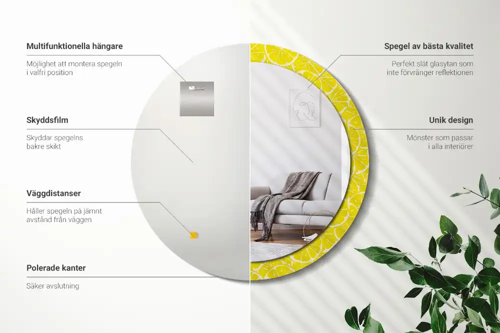 Round decorative mirror Lemons