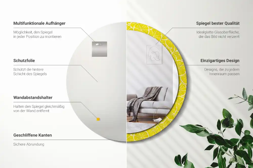 Round decorative mirror Lemons