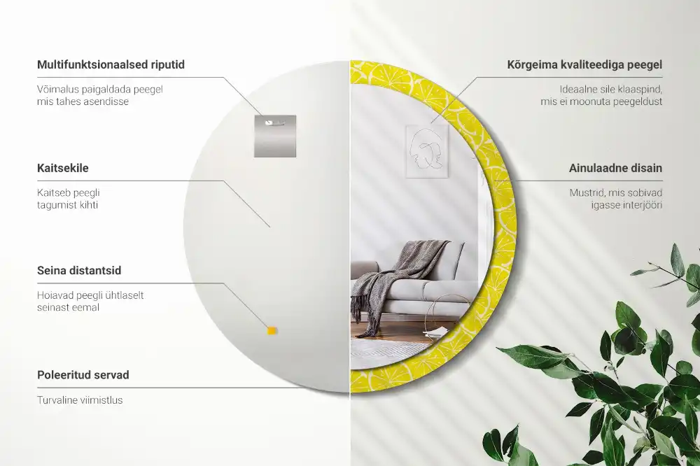 Round decorative mirror Lemons