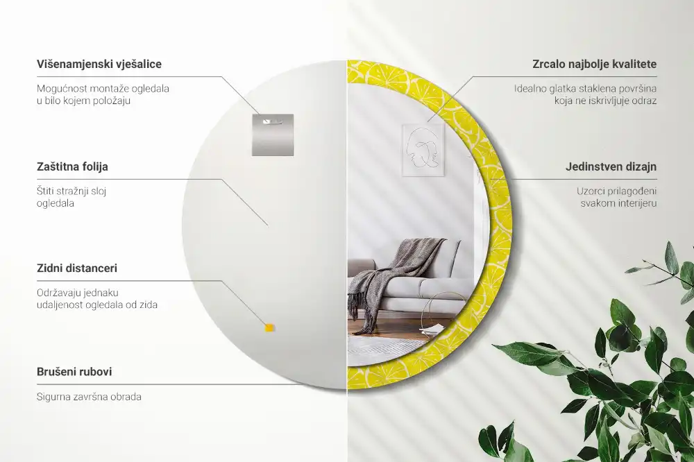 Round decorative mirror Lemons