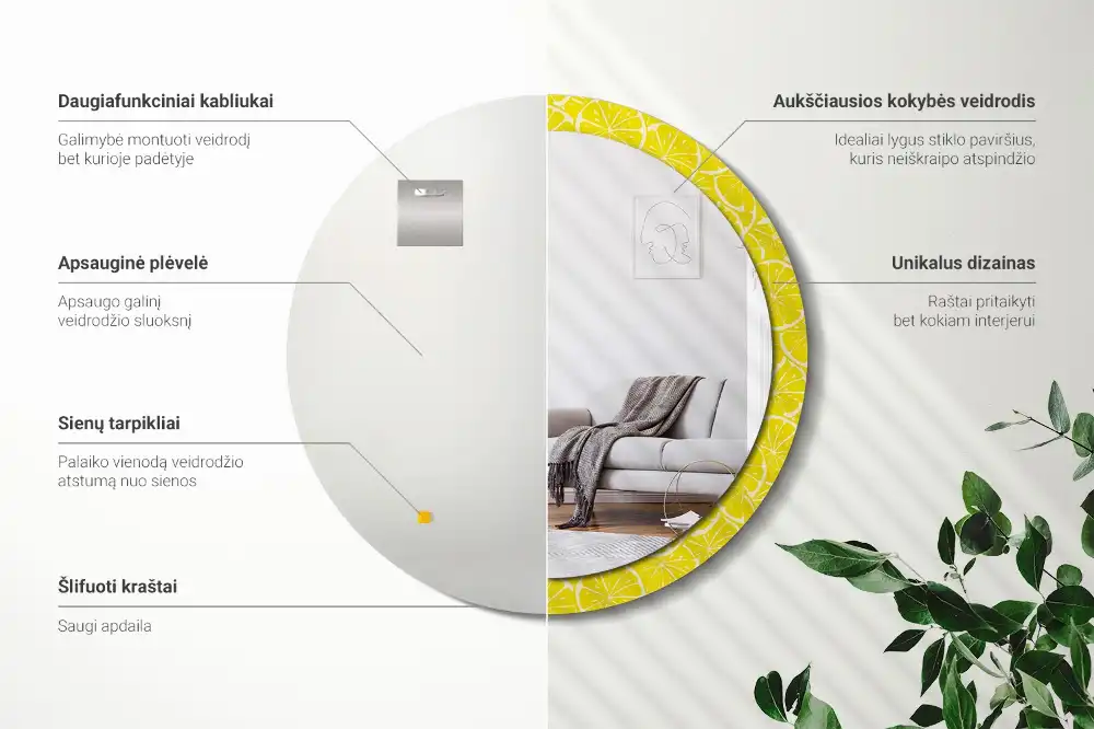 Round decorative mirror Lemons