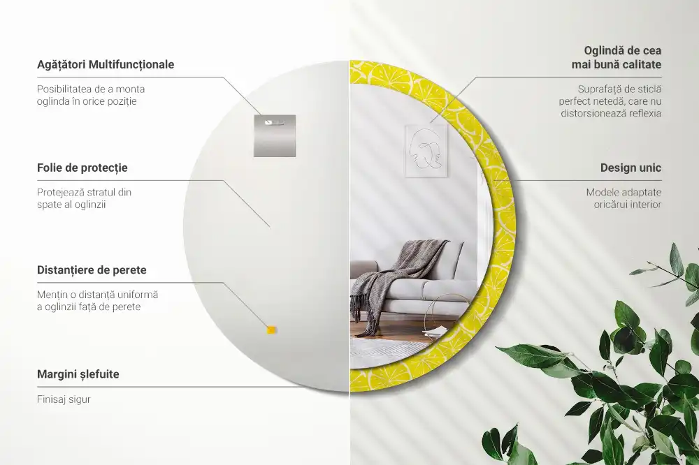 Round decorative mirror Lemons