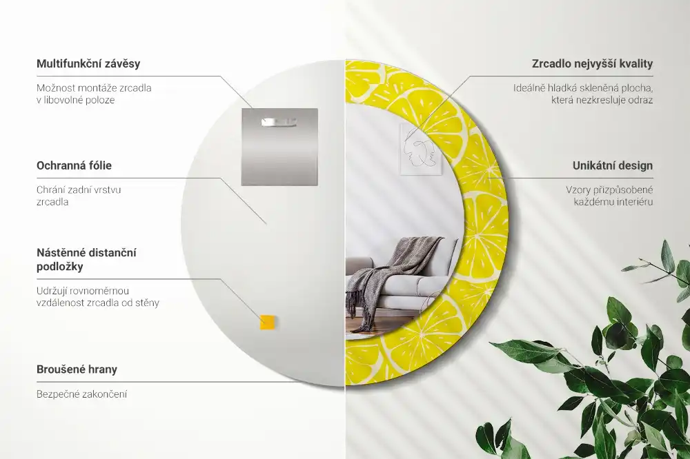 Round decorative mirror Lemons