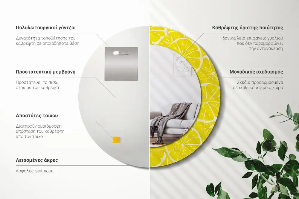 Round decorative mirror Lemons