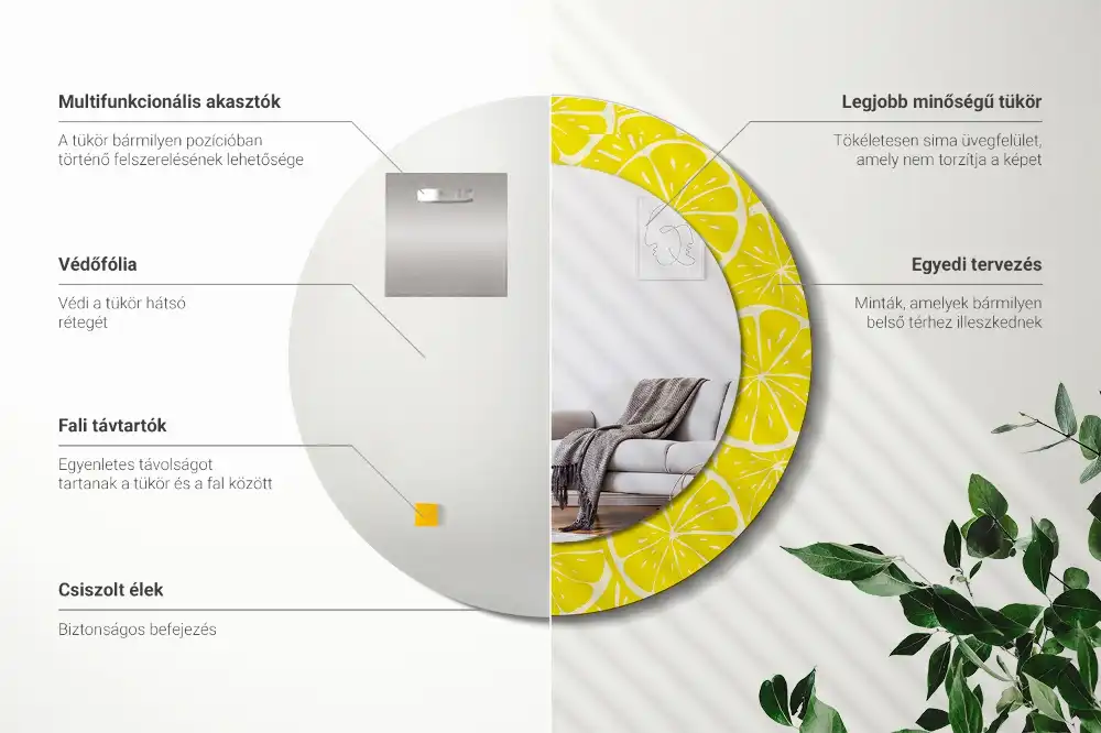 Round decorative mirror Lemons