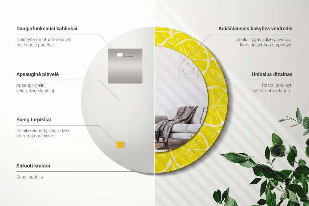 Round decorative mirror Lemons