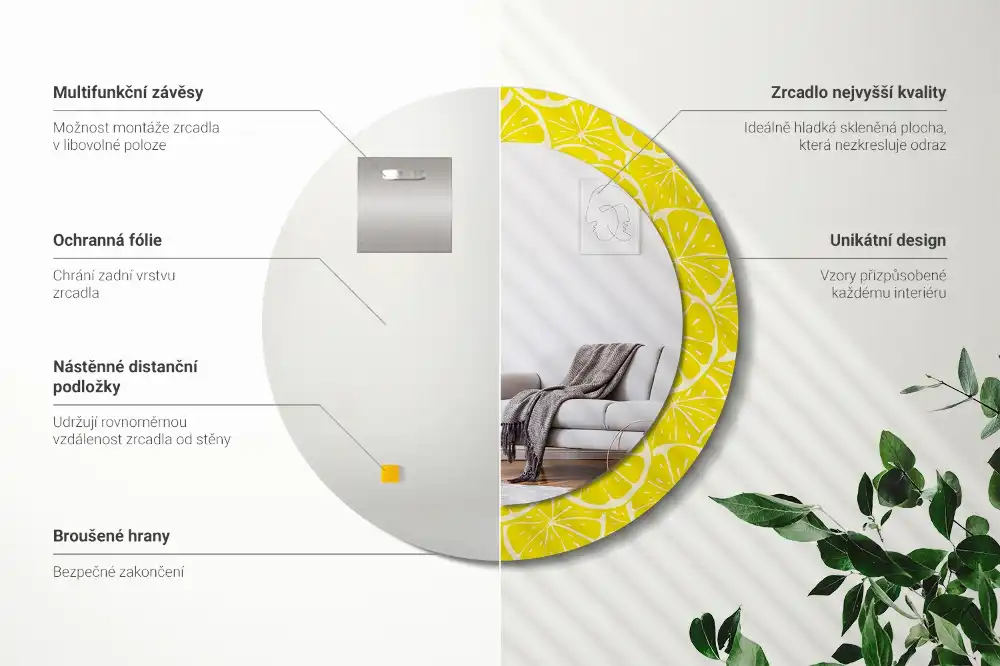 Round decorative mirror Lemons