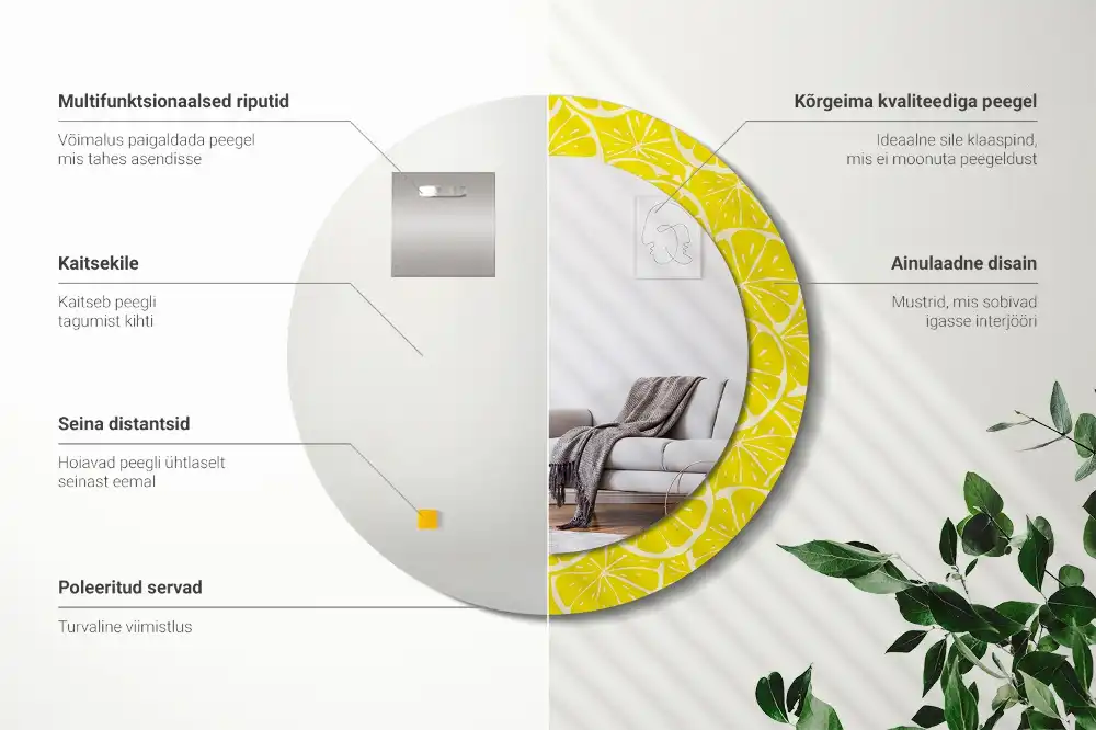 Round decorative mirror Lemons