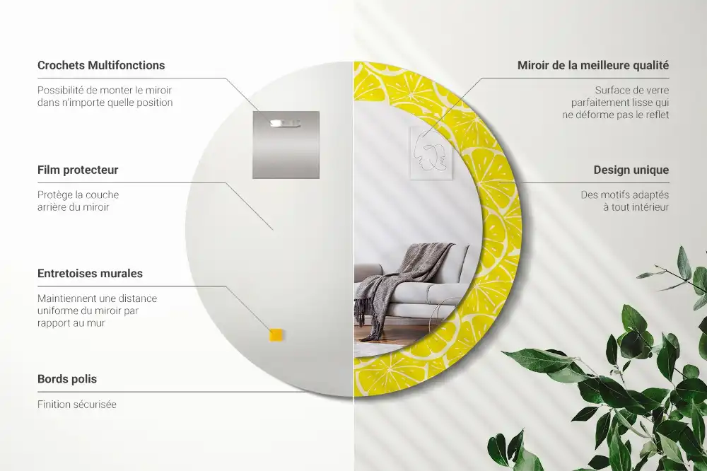 Round decorative mirror Lemons