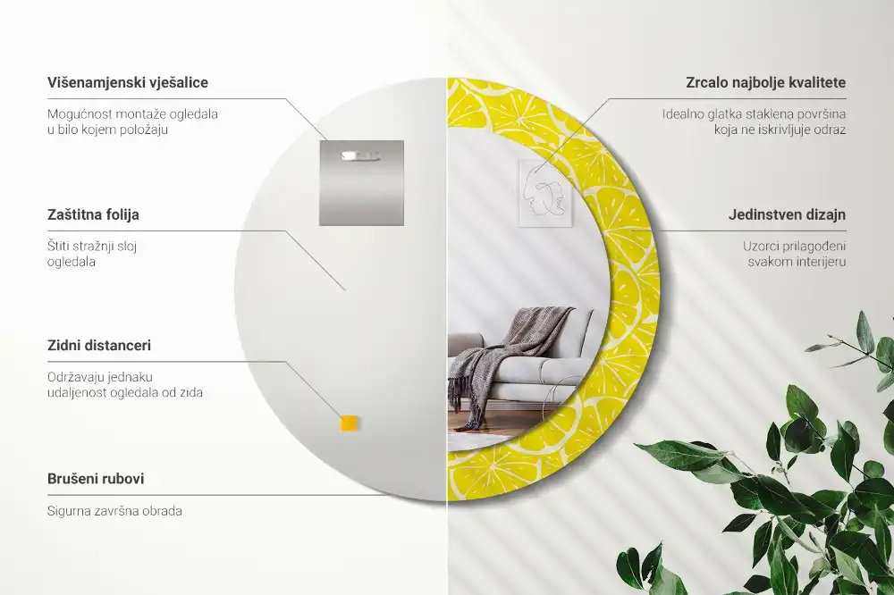 Round decorative mirror Lemons