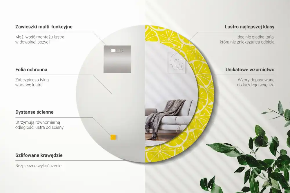 Round decorative mirror Lemons