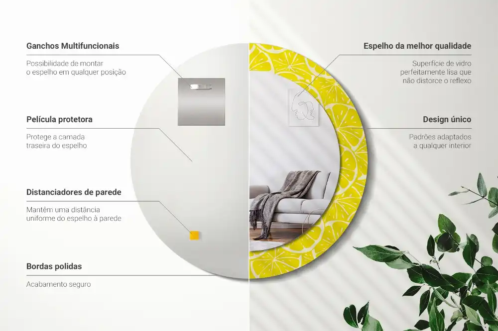 Round decorative mirror Lemons