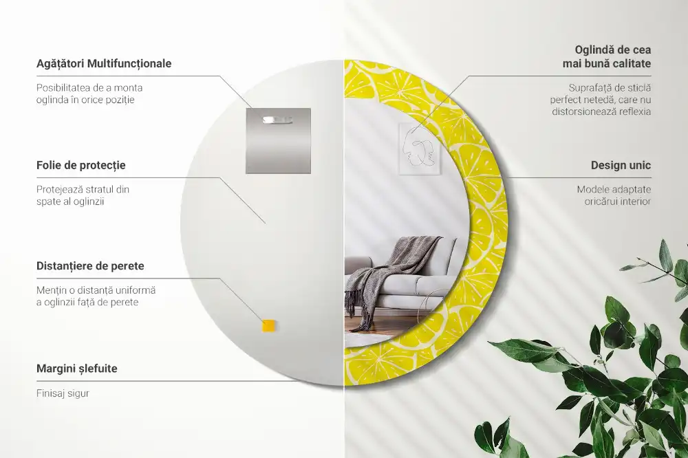 Round decorative mirror Lemons