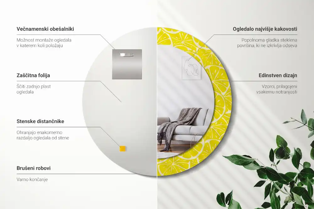 Round decorative mirror Lemons