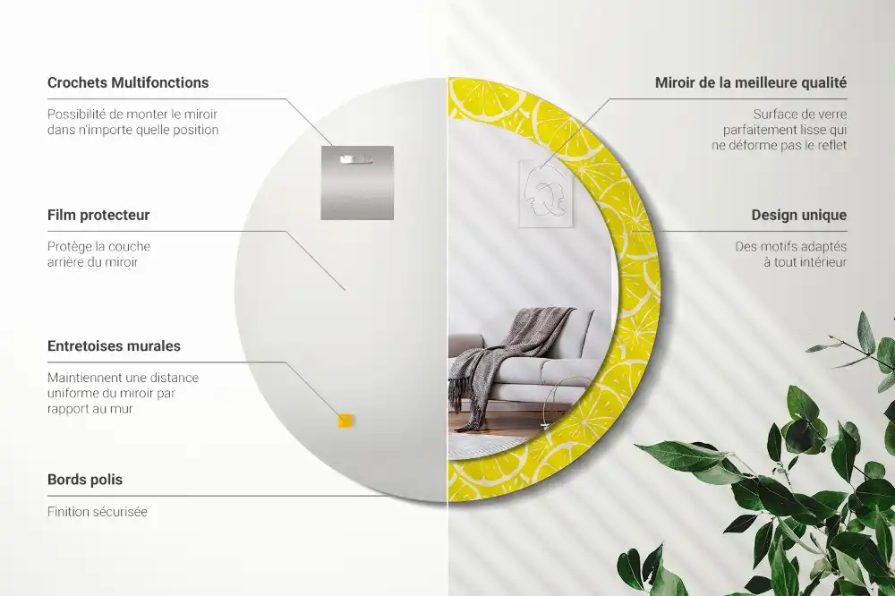 Round decorative mirror Lemons