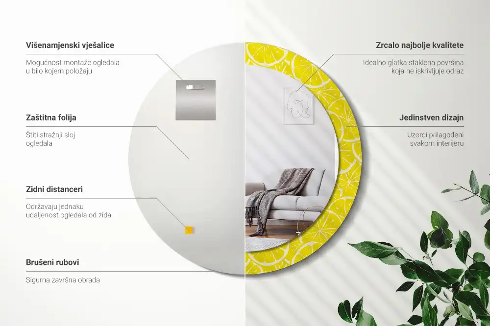 Round decorative mirror Lemons