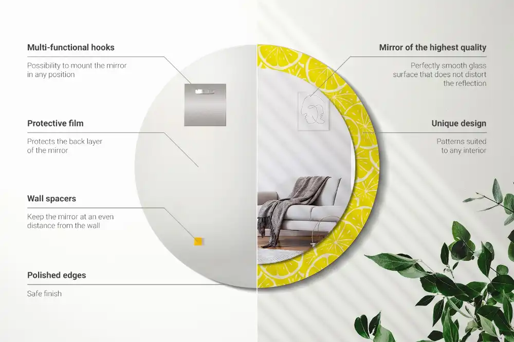 Round decorative mirror Lemons