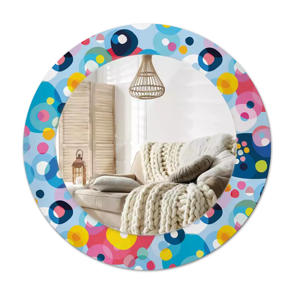 Round wall mirror decor Colored wheels