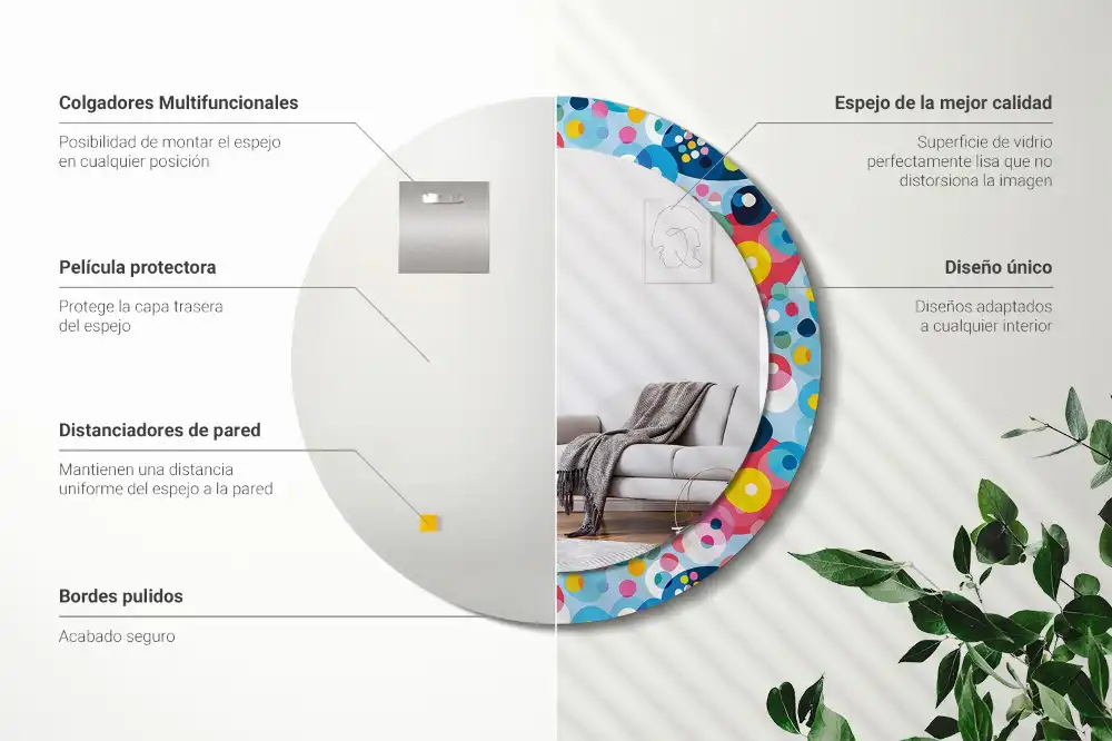 Round wall mirror decor Colored wheels