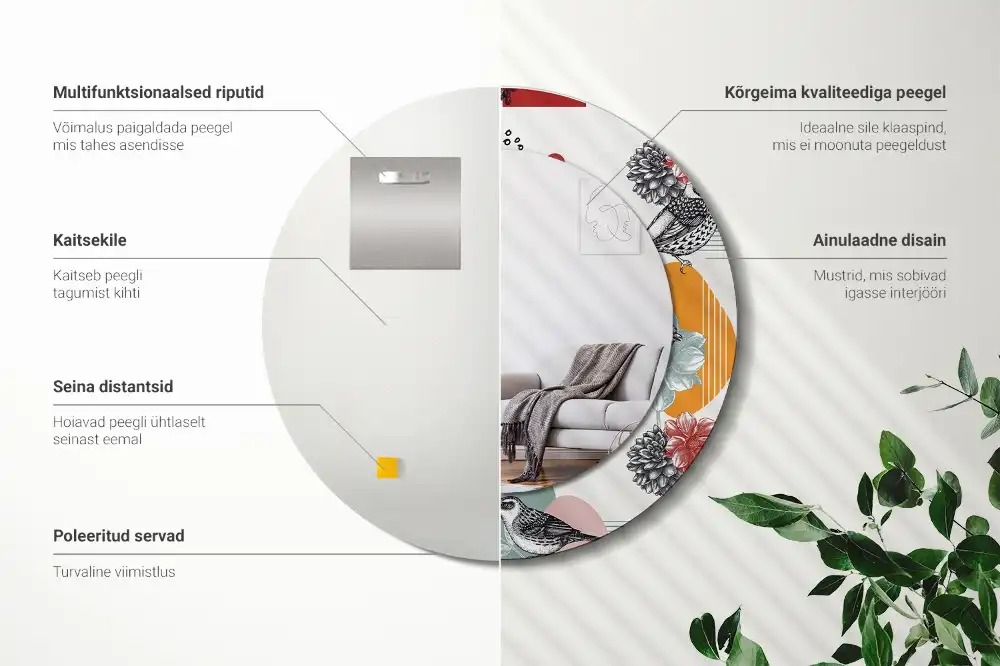 Round printed mirror Vintage Patches