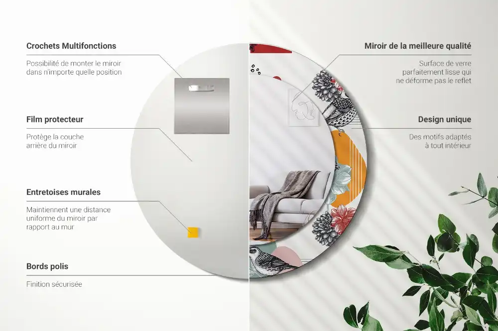 Round printed mirror Vintage Patches