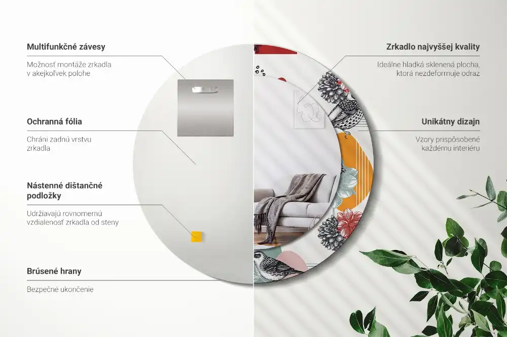 Round printed mirror Vintage Patches