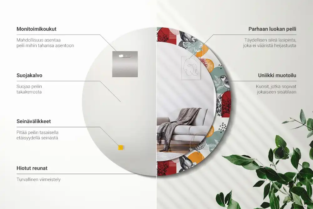 Round printed mirror Vintage Patches