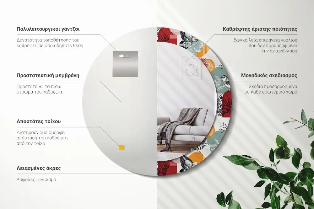 Round printed mirror Vintage Patches