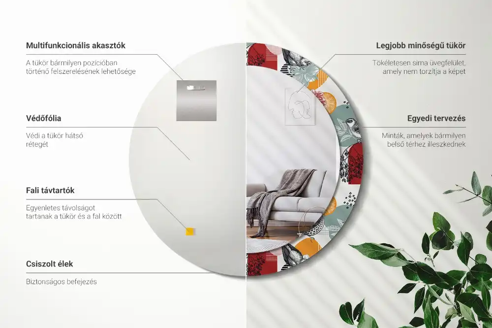 Round printed mirror Vintage Patches