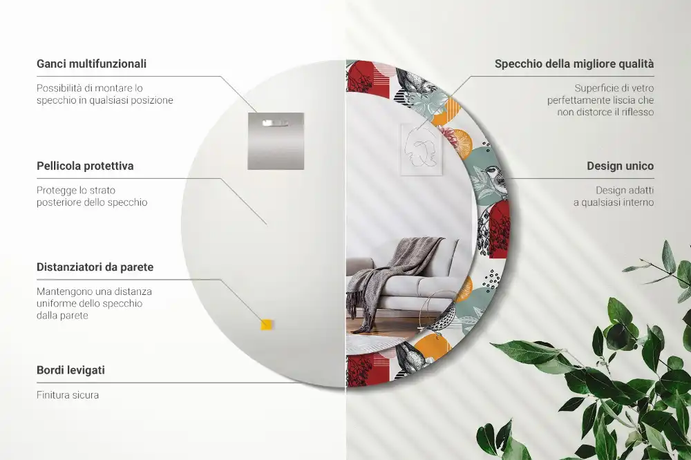 Round printed mirror Vintage Patches