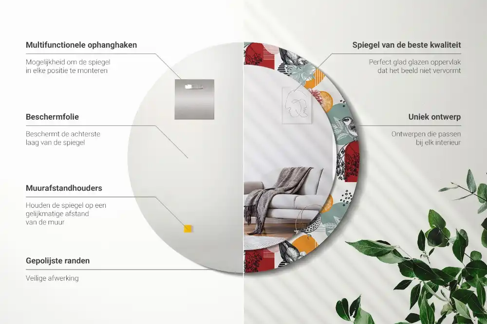 Round printed mirror Vintage Patches