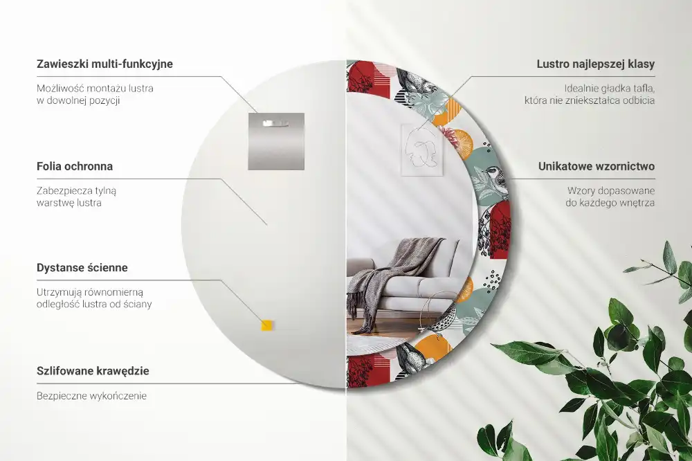 Round printed mirror Vintage Patches