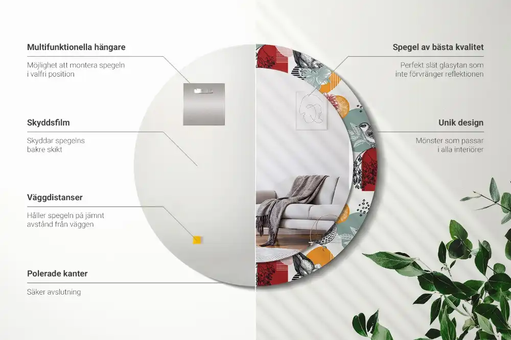 Round printed mirror Vintage Patches