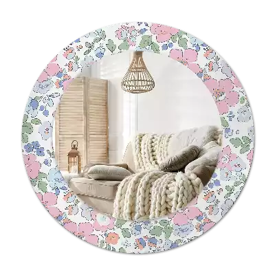 Round decorative mirror Colorful flowers
